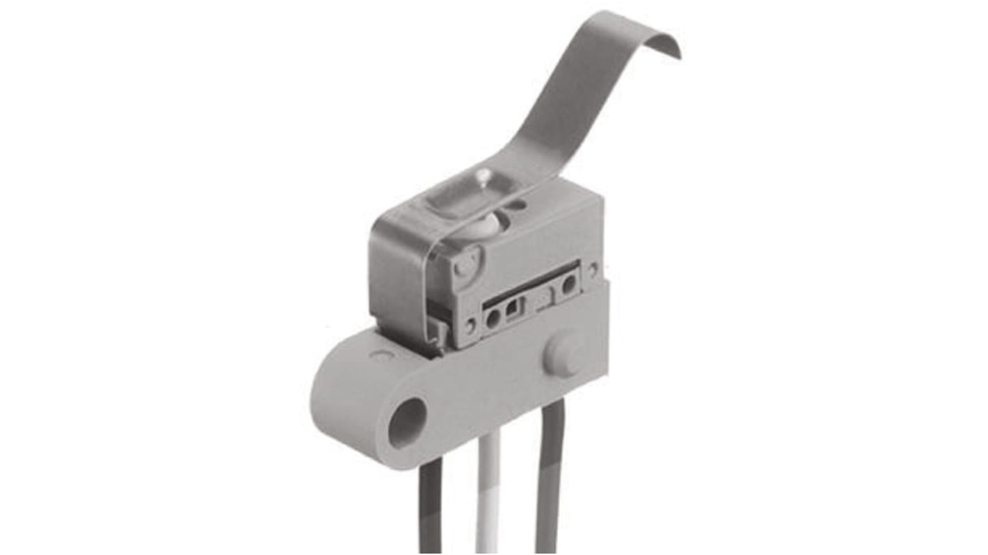 Microinterruttore pre-cablato Panasonic ABJ361841, SP-CO, IP67, attuatore a leva, temperatura operativa -40/+85 °C.