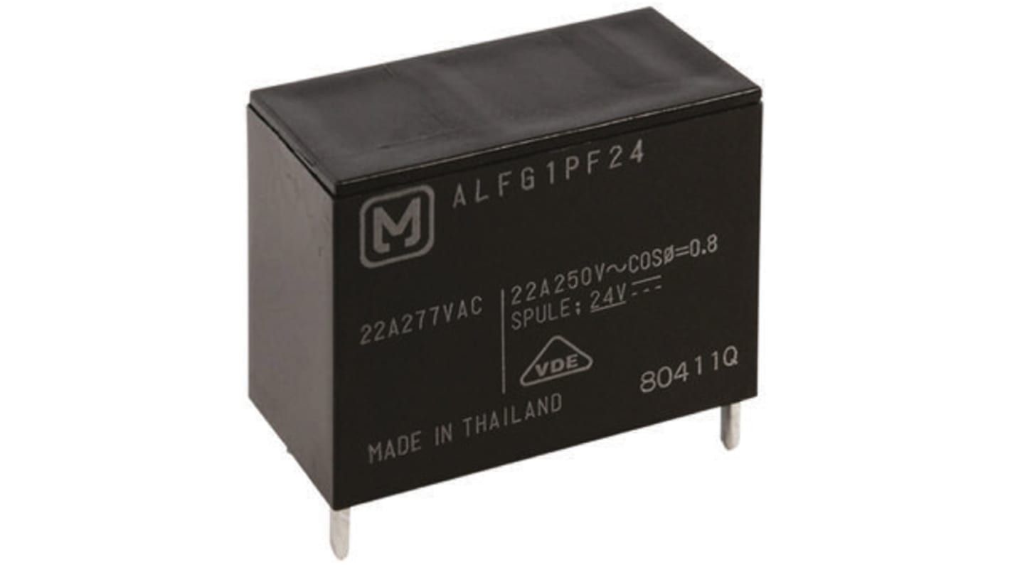 Relè di potenza Panasonic SPST, 24V cc, montaggio su PCB, corrente 31A, dimensioni 30.1mm x 15.7mm x 23.3mm.