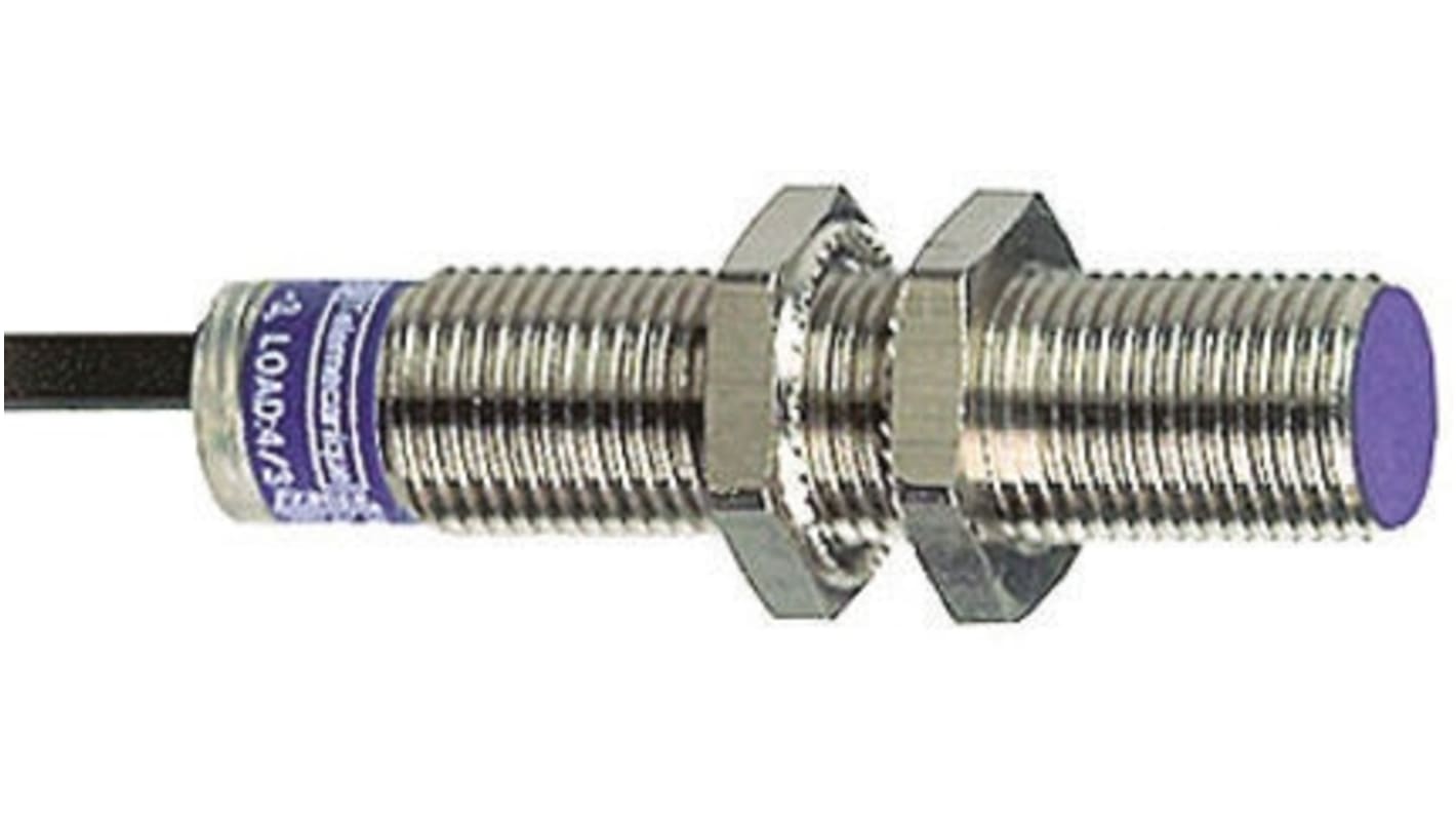 Sensore di prossimità cilindrico PNP Telemecanique Sensors XS512BLPAL2, M12, rilevamento 2 mm, IP69K, alimentazione 12-48 V c.c.