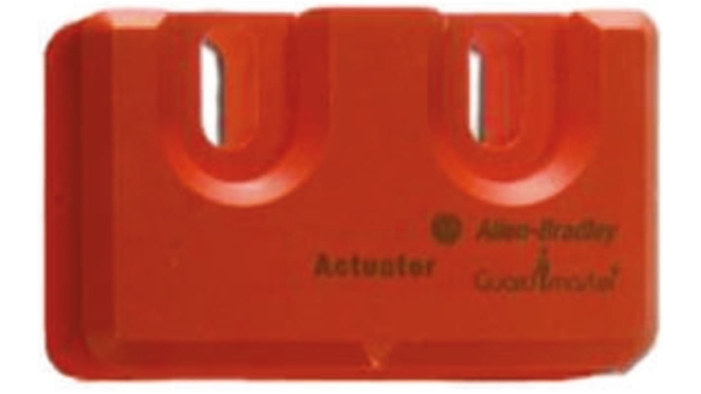 Attuatore magnetico Allen Bradley Guardmaster 440N-A32114, 24V cc, IP69K, con indicazione LED e uscite relè N/C. Dimensioni 29 x 48 x 16,5 mm.