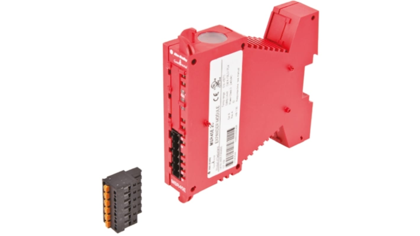 Modulo d'uscita multifunzione Allen Bradley Guardmaster 440R-P4NANS, 24 V c.c., 2 uscite N.O., dimensioni 110 x 111 x 22,5 mm.
