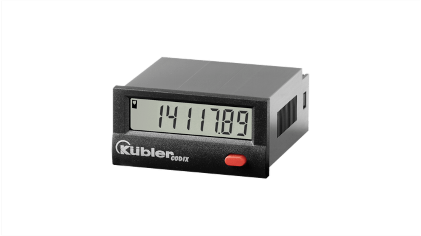 Contatore LCD Kübler 6.141.012.300, 7 cifre, montaggio a pannello 24x48 mm, alimentazione 10-30 V c.c., intervallo 0-99999,99.