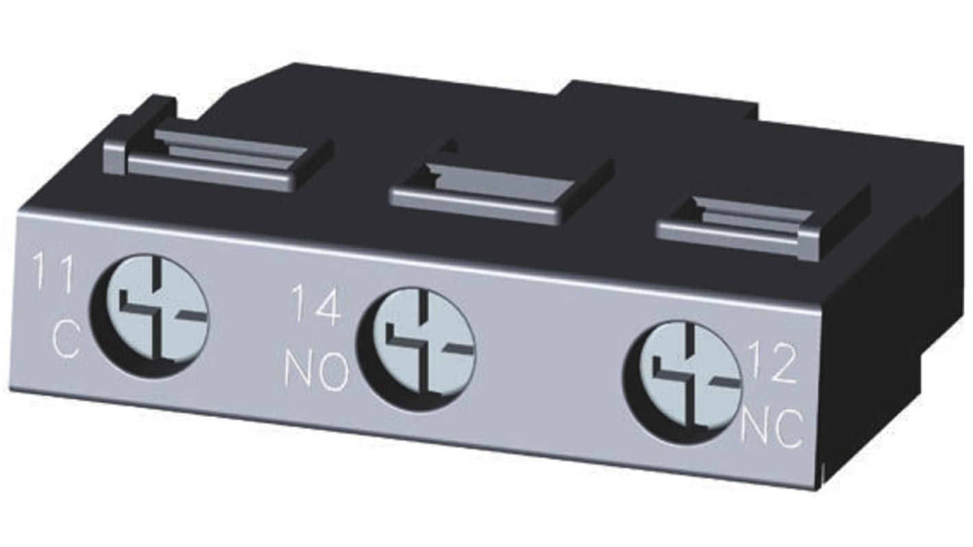 Contatto ausiliario Siemens 3RV2901-1D, 1CO, montaggio a innesto per interruttori di protezione. 1 A c.c., 10 A c.a., 250 V c.c., 690 V c.a.