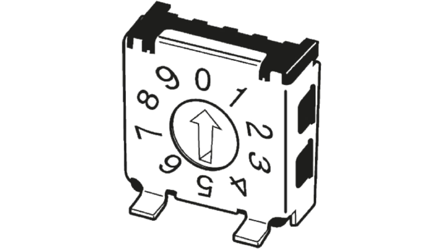 Interruttore DIP rotante Omron A6KSV-164RF, 16 posizioni, montaggio superficiale, dimensioni 7,2 x 7,2 mm.