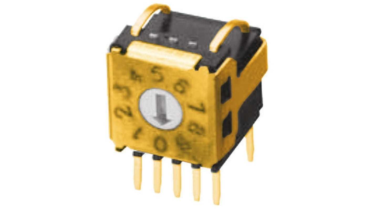 Interruttore DIP a leva rotativa Omron A6KV-164RF, miniaturizzato, 16 posizioni, montaggio con foro passante, dimensioni 7,2 mm.