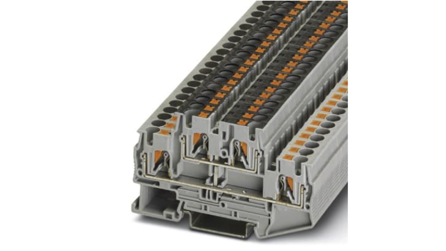 Morsettiera a due livelli Phoenix Contact 3211825 in grigio per conduttori fino a 30A. Design compatto, collegamento frontale, PIT 4.