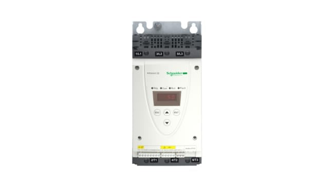 Avviatore statico trifase Schneider Electric ATS22D32Q - 15 kW 440V CA IP20. Protezione termica, display LED, ideale per motori industriali.