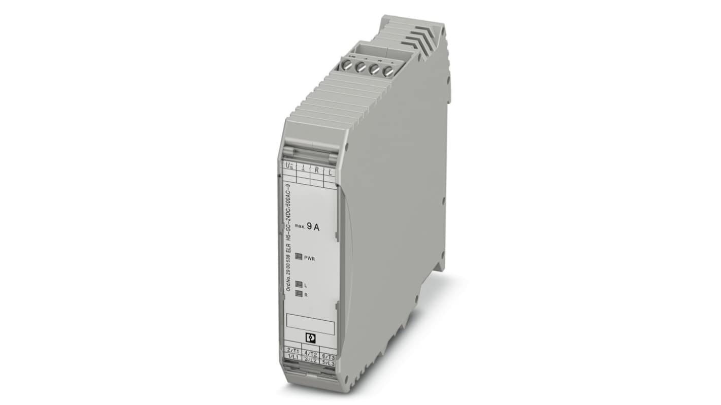 Starter per motore ibrido Phoenix Contact 2900538, potenza 4 kW, montaggio su guida DIN, dimensioni 106.6 x 22.5 x 113.7 mm, protezione IP20.