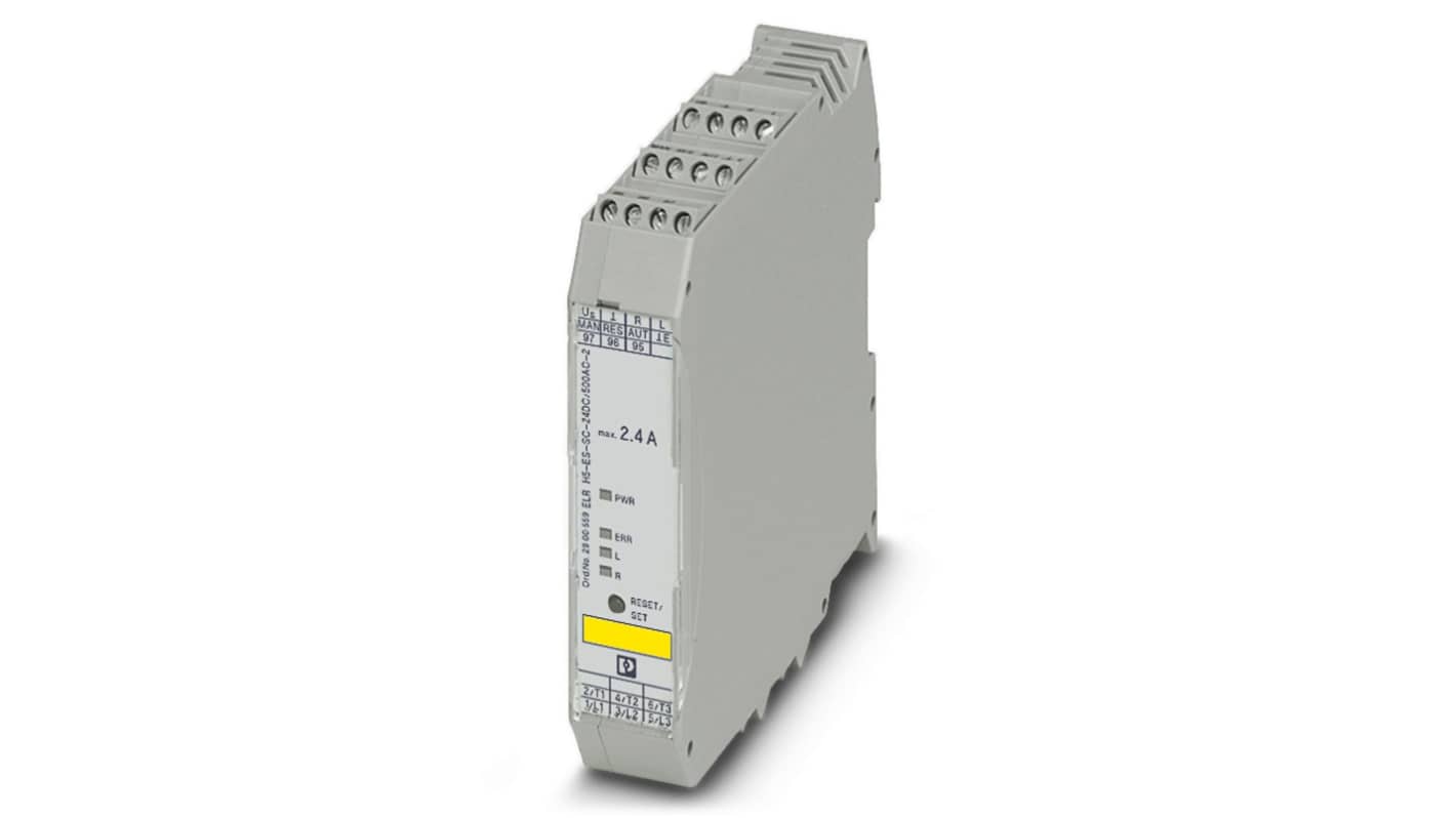Starter reversibile Phoenix Contact 2900559, potenza 1 kW, montaggio su guida DIN, dimensioni 106.6 x 22.5 x 113.7 mm, approvato ATEX.