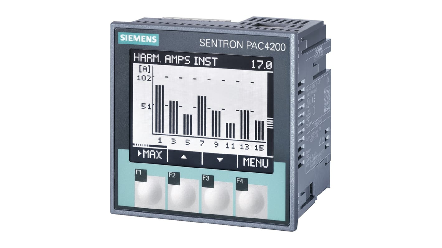 Contatore di energia Siemens SENTRON PAC4200, display LCD - 7KM4212-0BA00-3AA0. Monitoraggio preciso della tensione, corrente e frequenza. Ideale per reti a bassa tensione.