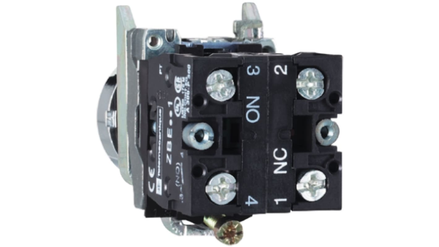 Blocco contatti 1NC a vite Schneider Electric ZBE502, per montaggio diretto su piastra di base, alta potenza.