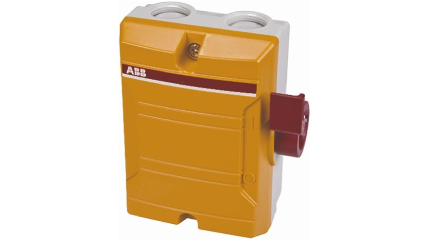 Interruttore di isolamento ABB BWS 316Y TPN, 3 poli, 16A, grado di protezione IP65, bloccabile in OFF, per motori e macchine elettriche.