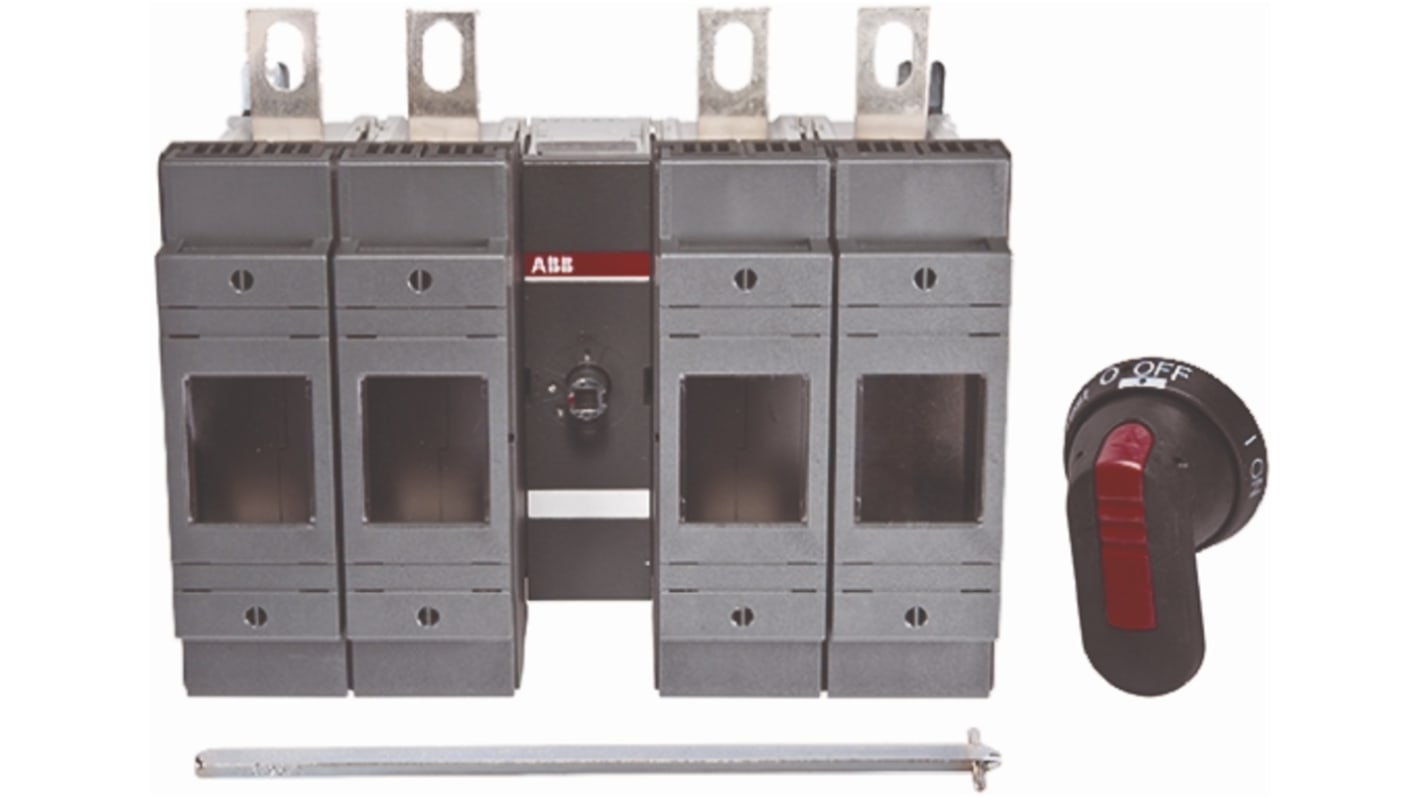 Sezionatore portafusibili ABB OS250B22N2P, 4 poli, corrente 250A, montaggio su guida DIN, grado di protezione IP20/IP65.