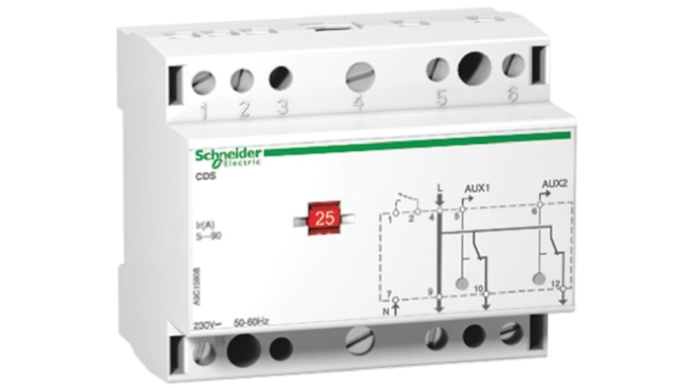 Contattore monofase Schneider Electric A9C15908, 1 polo, 90 A, 230 V c.a., montaggio su guida DIN, dimensioni 90x77x67 mm.