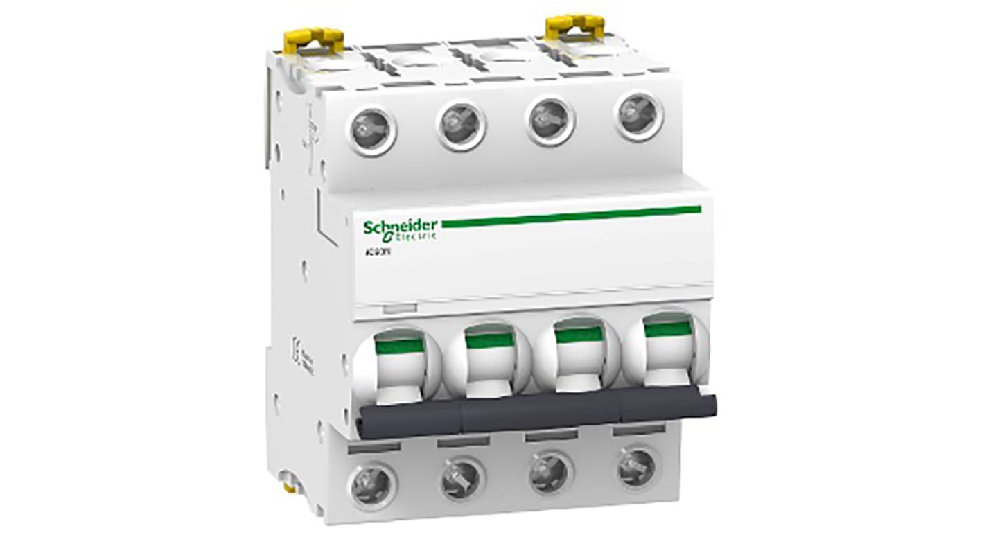 Interruttore magnetotermico Schneider Electric A9F75440 4P 40A 6 kA, Tipo D - MCB Acti9 iC60N per protezione affidabile in ambienti industriali. Conformità IEC/EN, sicurezza garantita.