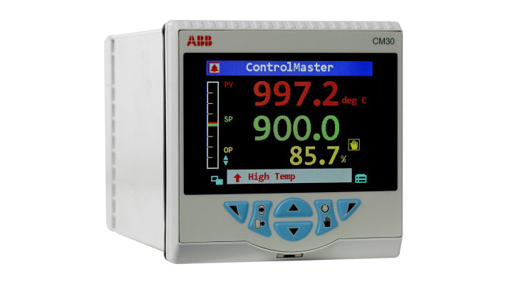Controller PID ABB CM30/1S0S0E0/STD, 97x97 mm, 100-240 V, 3 uscite, display TFT, IP66, -100 a 1800 °C.