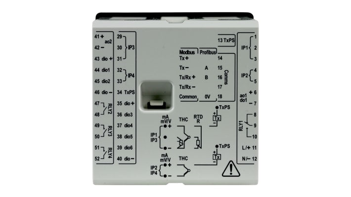 Controller PID ABB CM30/1S0S0E0/STD, 97x97 mm, 100-240 V, 3 uscite, display TFT, IP66, -100 a 1800 °C.