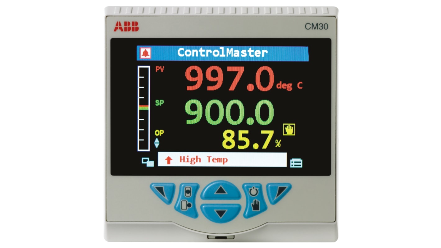 Controller PID ABB CM30/1S0S0E0/STD, 97x97 mm, 100-240 V, 3 uscite, display TFT, IP66, -100 a 1800 °C.