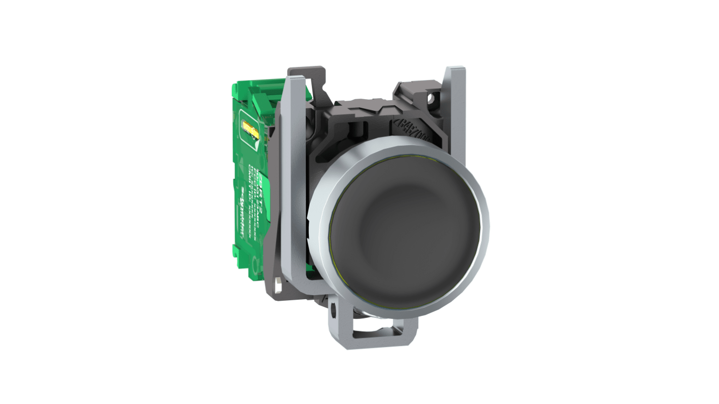 Interruttore a pulsante rotondo Schneider Electric, serie Harmony XB5, colore nero, in metallo, codice ZB4RTA2.