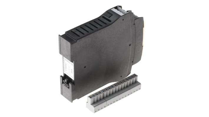 Modulo d'uscita Schmersal SRB402EM, compatto 100 x 22,5 x 121 mm, 6 uscite 24 V, montaggio su guida DIN, grado di protezione IP40.