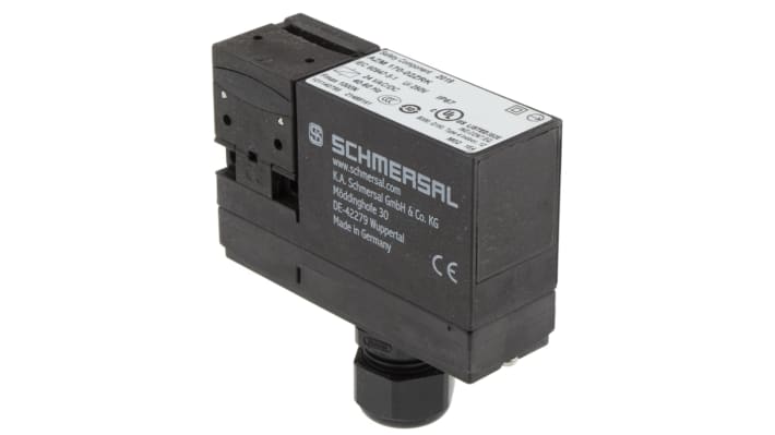 Interruttore di interblocco a solenoide Schmersal AZM 170-02ZRK, 24V, 2NC, custodia IP67, dimensioni 30mm x 90mm x 84mm.