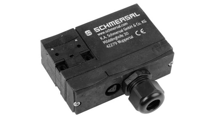 Schmersal AZM 170-02ZRKA, interruttore di interblocco a solenoide 24V, IP67, dimensioni 90x30x84mm, potenza di blocco 1000N.