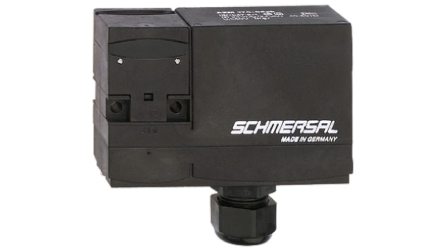 Interruttore di interblocco a solenoide Schmersal AZM 170, 230V, IP67, potenza di blocco 1000 N, dimensioni 30 x 90 x 84 mm.