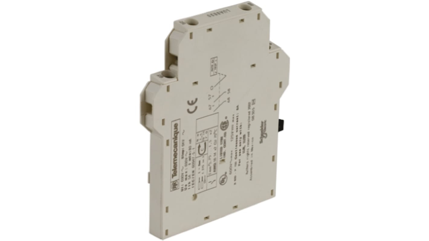 Modulo di contatto ausiliario Schneider Electric LUA8E20 per base di alimentazione - Serie LUA8 - Controllo motori TeSys - Valore nominale 5 A, 24-250 V - Flessibile e semplice d'uso.