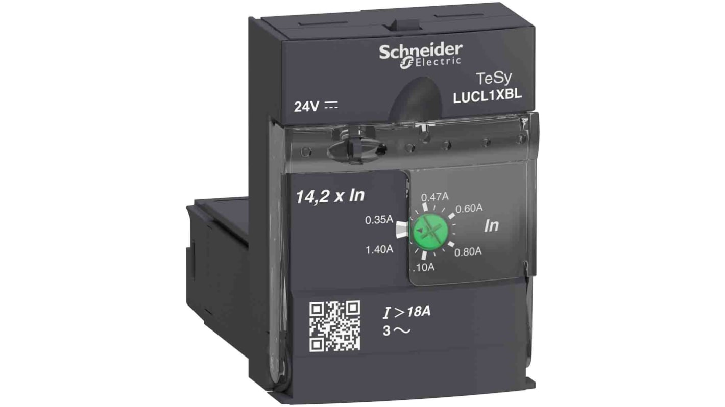Starter motore avanzato Schneider Electric LUCL1XBL, potenza 0,25 kW, larghezza 45 mm, assemblaggio rapido con moduli plug-and-play.