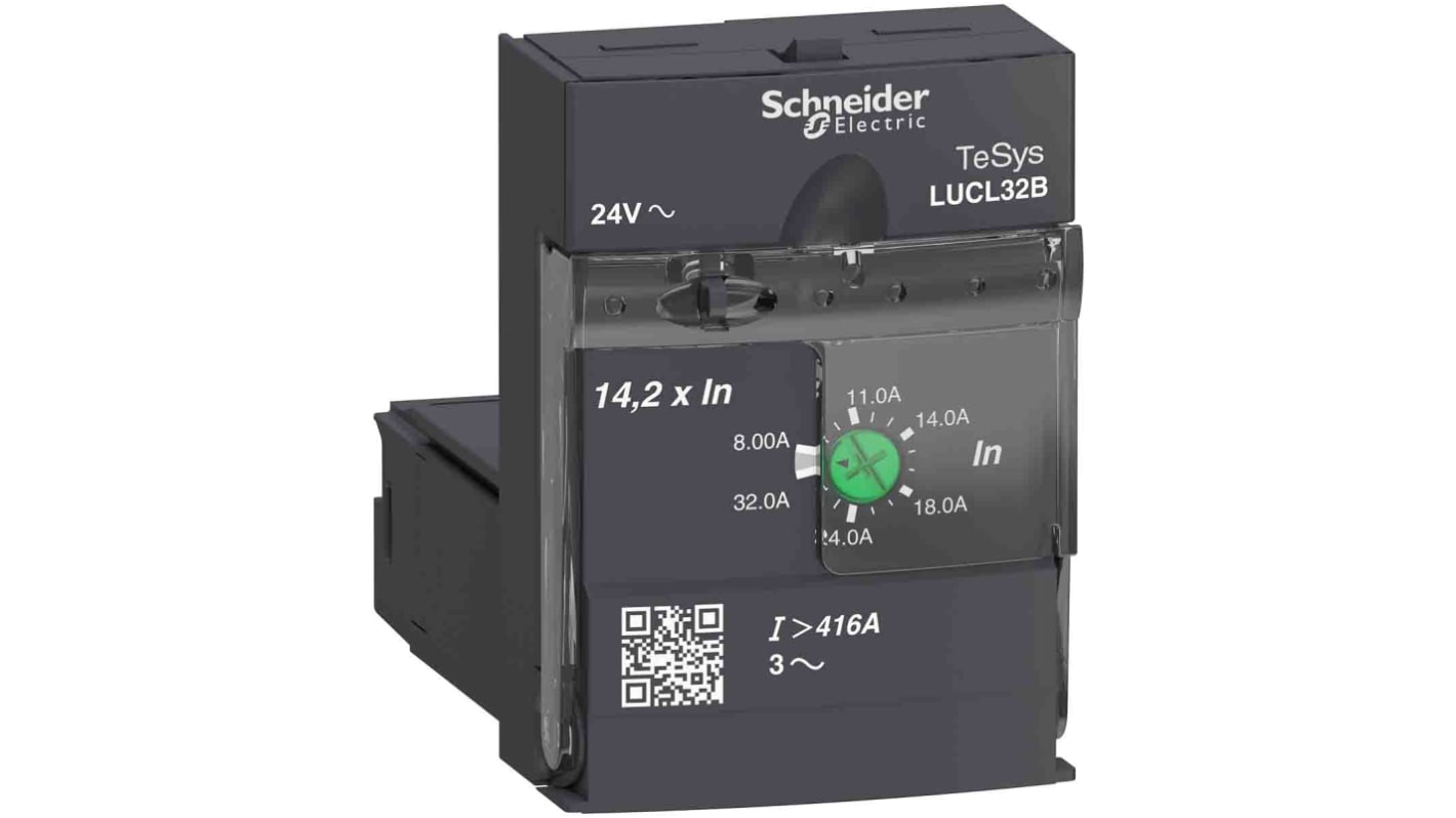 Starter motore avanzato Schneider Electric LUCL32B, potenza 15 kW, corrente 8-32 A, design modulare, larghezza 45 mm.