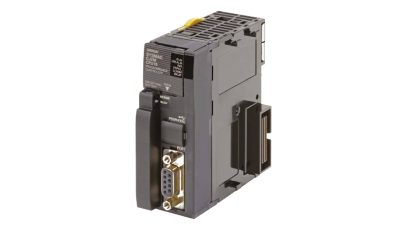 Omron CJ2M-CPU13: CPU PLC con memoria potenziata e supporto per 40 I/O. Connessione USB/Ethernet per controllo avanzato.