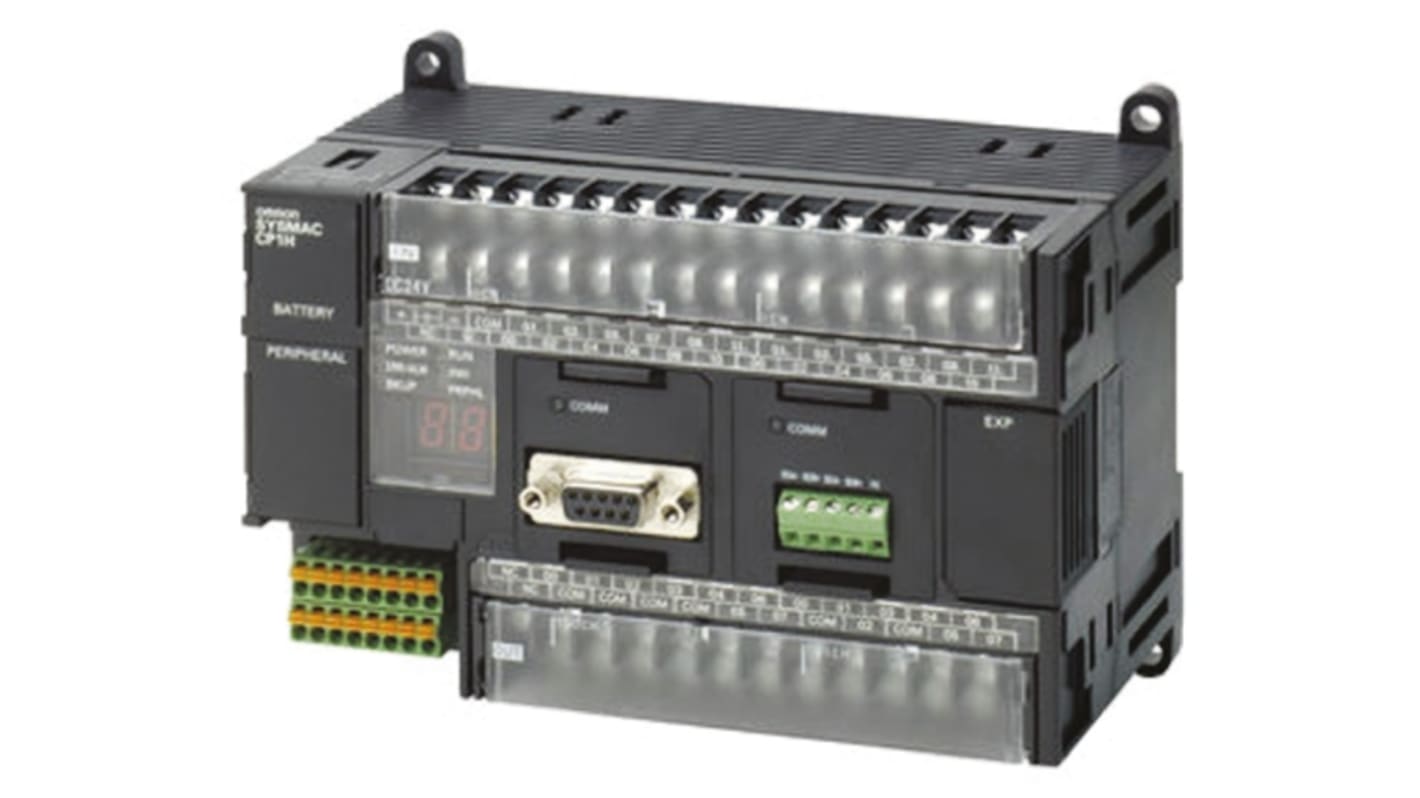 Omron CP1H-Y20DT-D, CPU PLC con 12 ingressi, 8 uscite, montaggio su guida DIN, dimensioni 150 x 110 x 85 mm.