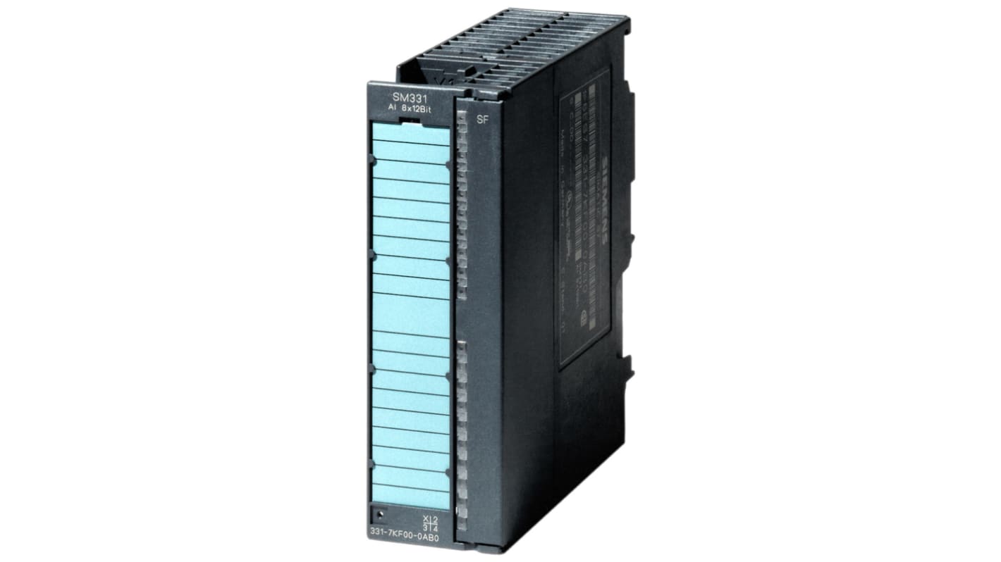Modulo analogico Siemens 6ES7331-7PF01-0AB0 per S7-300, 8 ingressi, 24 V, 16 bit, dimensioni 125 x 40 x 120 mm.