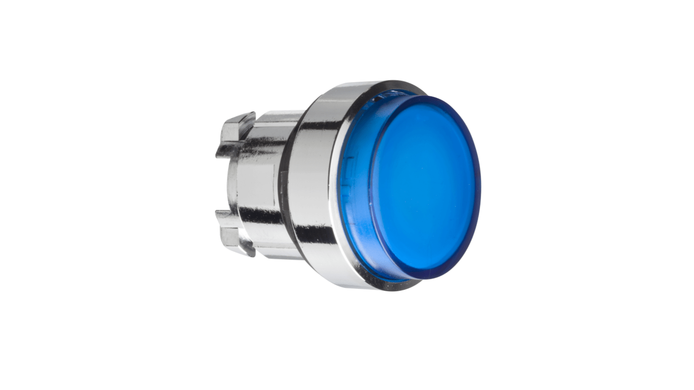 Schneider Electric ZB4BW16, attuatore pulsante blu rotondo, ritorno a molla, diametro 22mm, protezione IP66/IP69K.