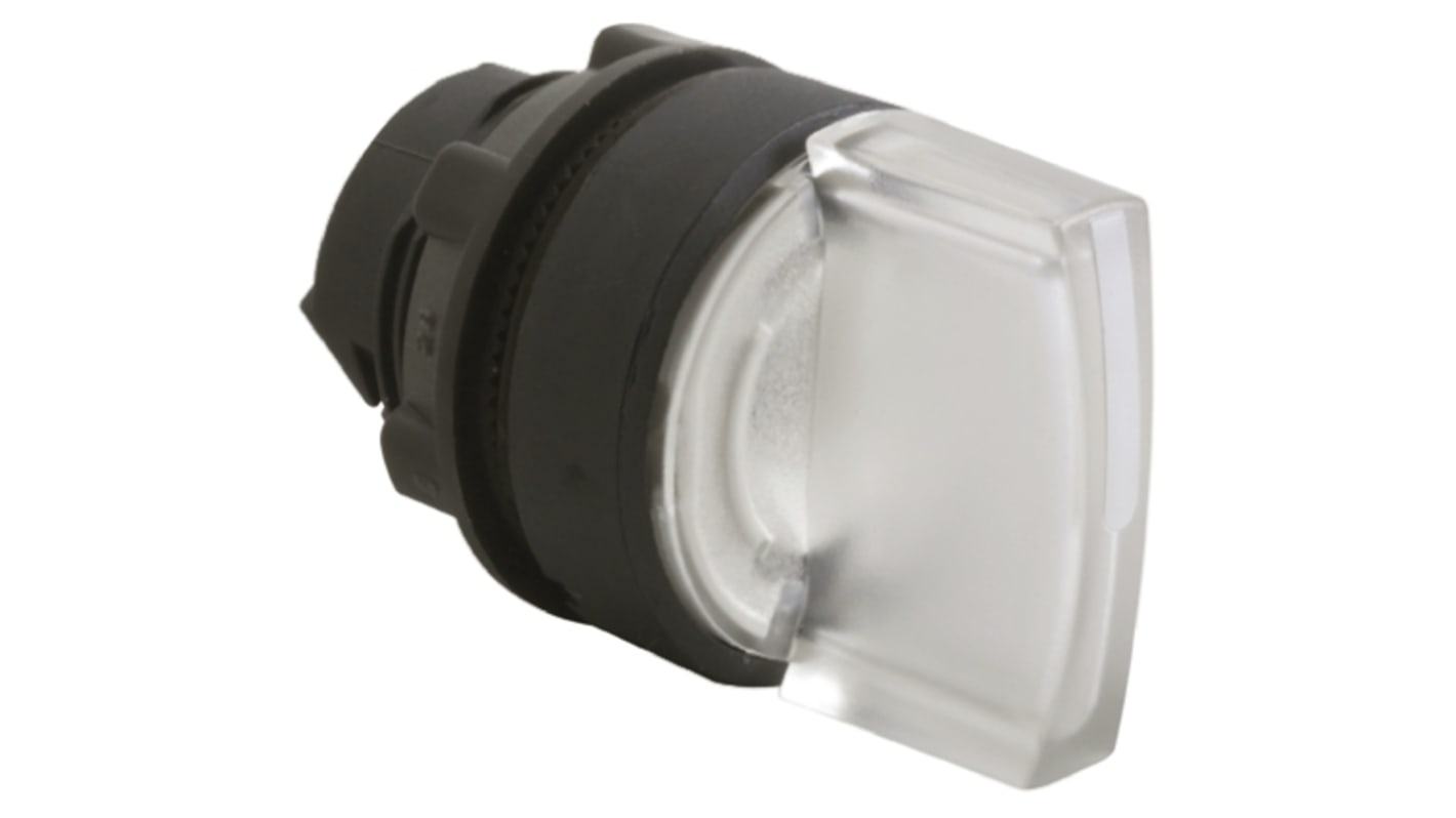 Testa selettrice Harmony XB5, 3 posizioni, Ø 22mm, bianca - IP65, codice ZB5AK1313. Ideale per applicazioni industriali.