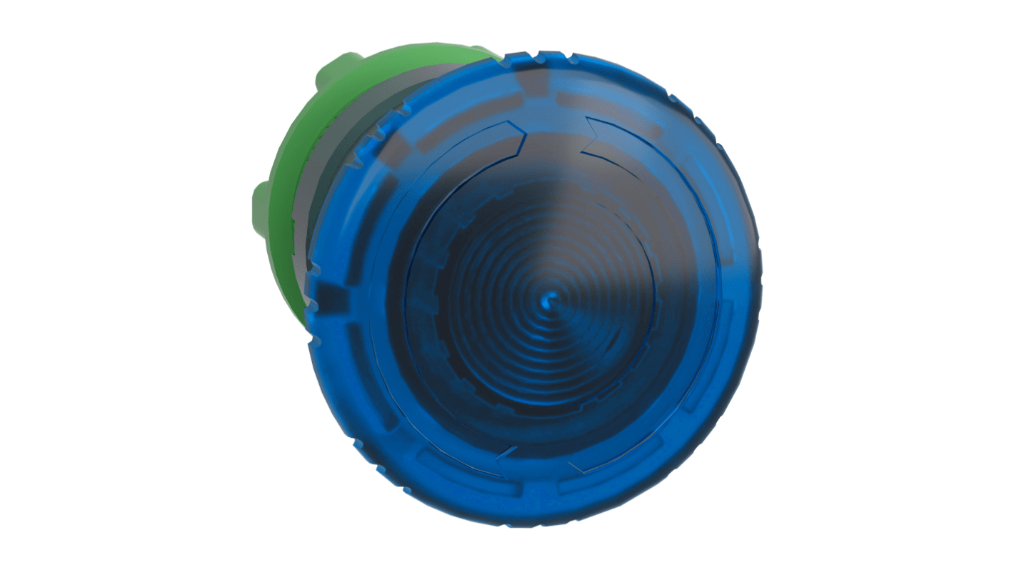 Pulsante a fungo luminoso Schneider Electric, serie Harmony XB5, diametro 22 mm, blu, IP66/IP69K, operazione reset a rotazione.