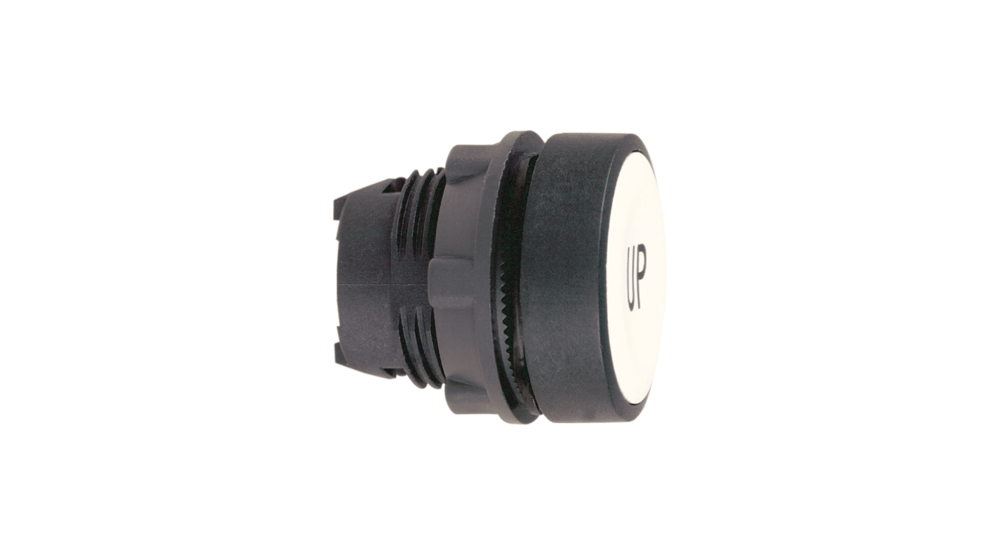 Attuatore pulsante rotondo bianco Schneider Electric ZB5AA343, ritorno a molla, diametro foro 22mm, protezione IP66/IP67/IP69K.