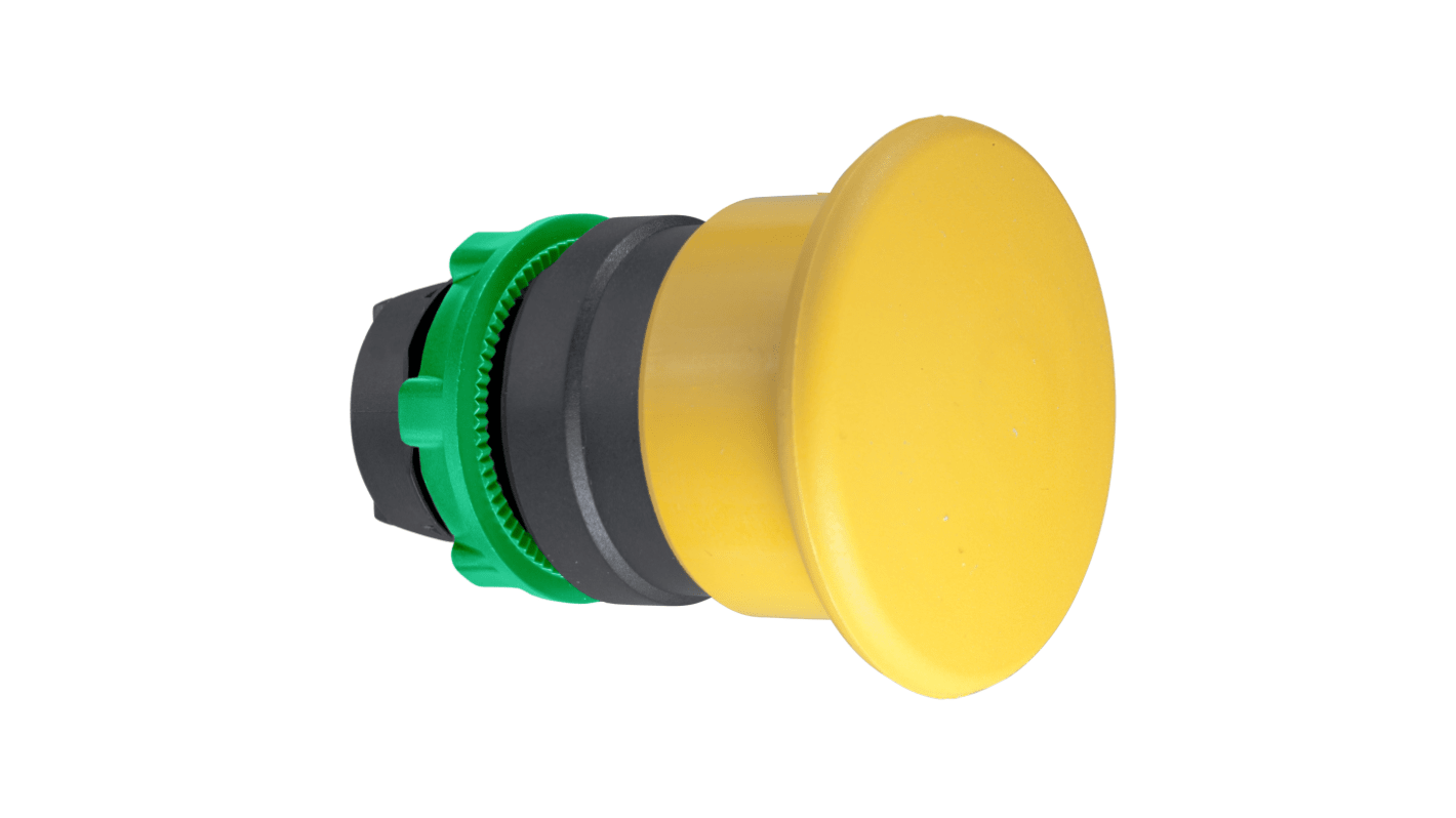 Schneider Electric ZB5AC5, attuatore pulsante giallo a ritorno a molla, diametro 40mm, protezione IP66/IP69K, temperatura -40/+70°C.