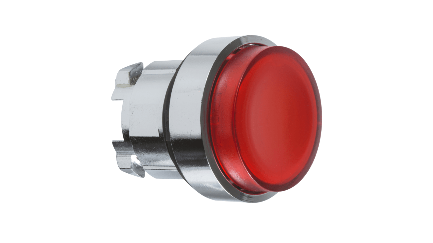 Attuatore pulsante Schneider Electric ZB4BW14, rosso, ritorno a molla, diametro 22mm, protezione IP66/IP69K, temperatura -40/+70°C.