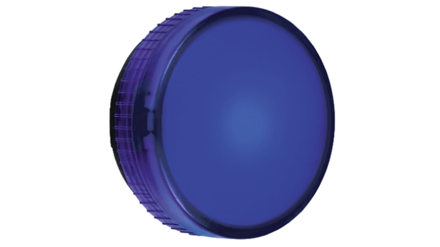 Spia LED blu Schneider Electric, montaggio a pannello 22mm, protezione IP66/IP67, tensione 24V, serie Harmony XB5.