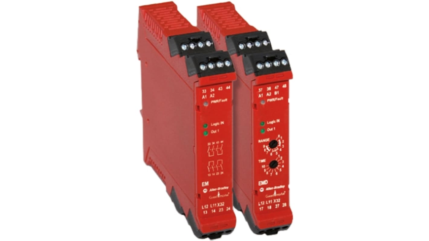 Modulo d'uscita Ethernet Allen Bradley Guardmaster 440R-EM4R2, 24 V c.c., 5 uscite, montaggio su guida DIN, dimensioni 119,4 x 22,5 x 113,6 mm.