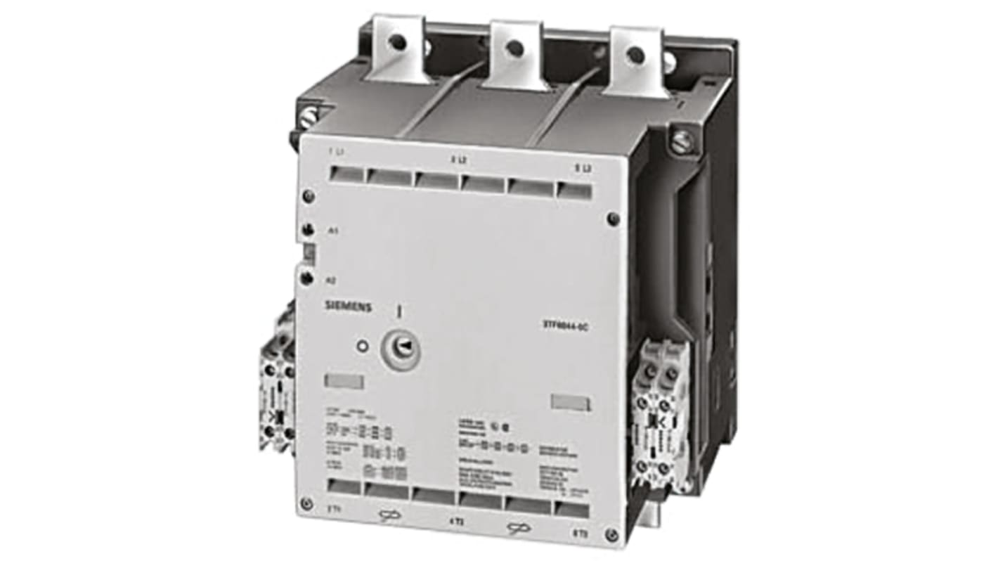 Contattore Siemens 3TF6844-0CP7, 3 poli, 3 NO, 700 A, 230 V, dimensioni 230 x 232 x 237 mm, serie SIRIUS Innovation.