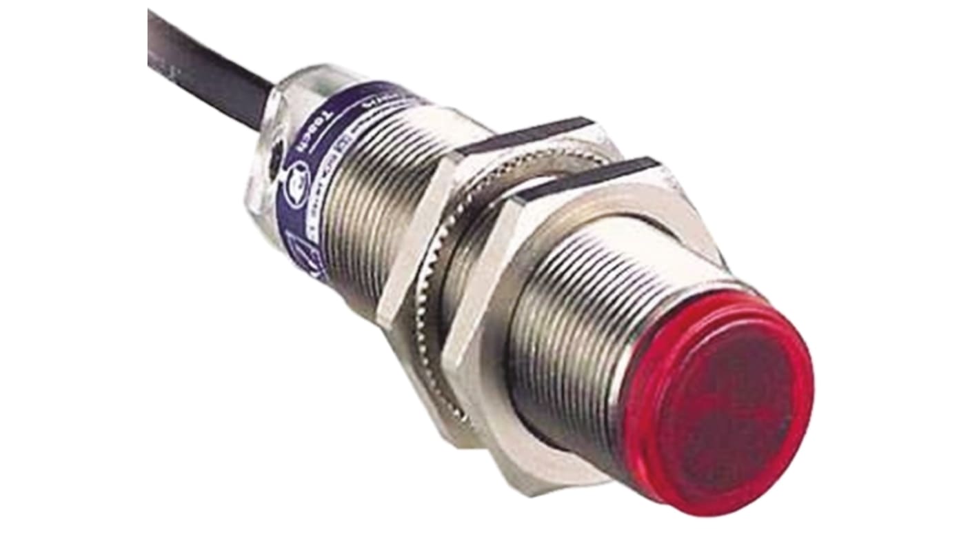 Sensore fotoelettrico cilindrico Telemecanique Sensors XUB5BPBNL2, rilevamento diffuso fino a 600 mm, uscita PNP, IP65/IP67.