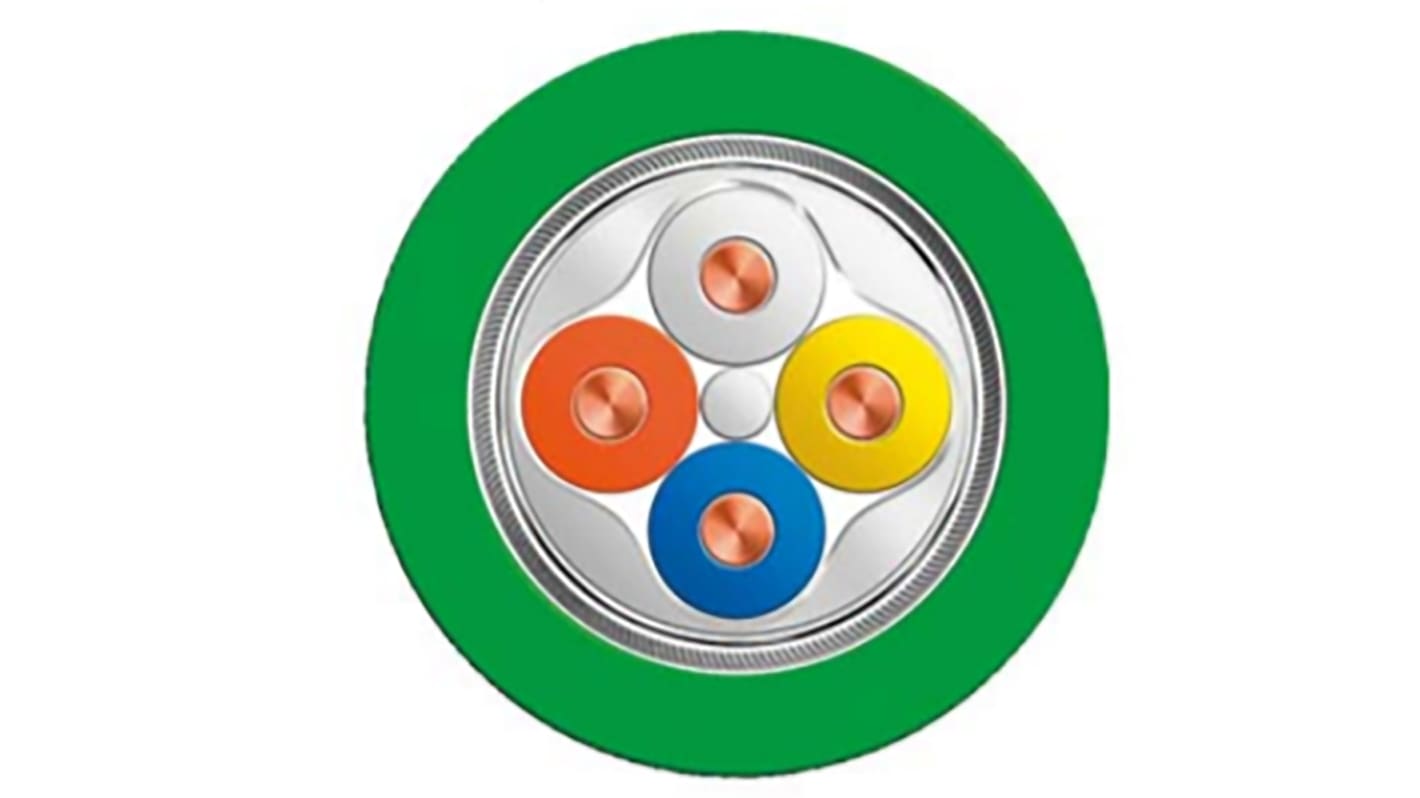 Cavo Ethernet Cat5e Siemens 20m, schermato SF/UTP, guaina verde in PVC, ignifugo, per applicazioni industriali.