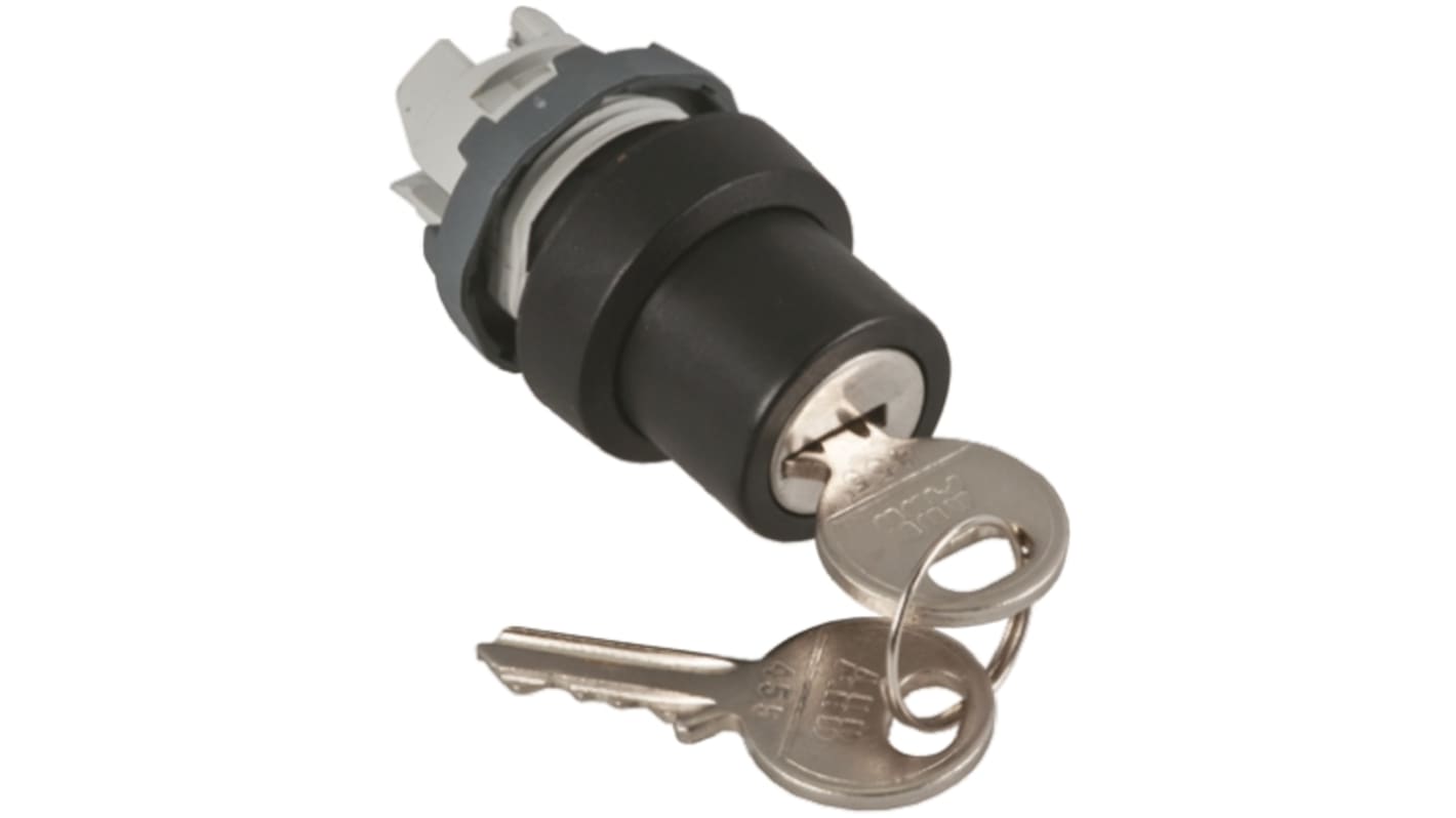 ABB M3SSK1-101, selettore a chiave 3 posizioni, diametro foro 22 mm, protezione IP66, angolo di corsa 45 gradi.