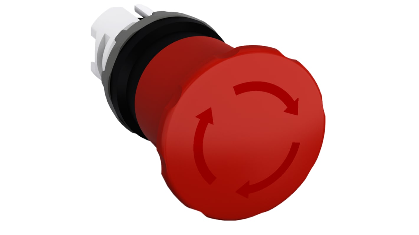 Pulsante di arresto di emergenza ABB, attuatore a fungo da 40 mm, montaggio a pannello, grado di protezione IP66.