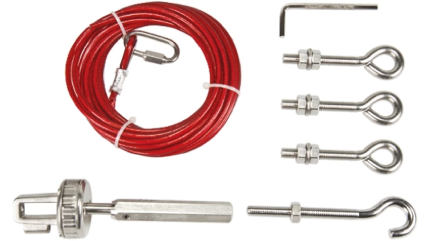 Omron Kit funi per interruttore a fune ER5018, lunghezza 50 m, contenitore IP67, pulsante di reset blu, progettato per un milione di azionamenti.