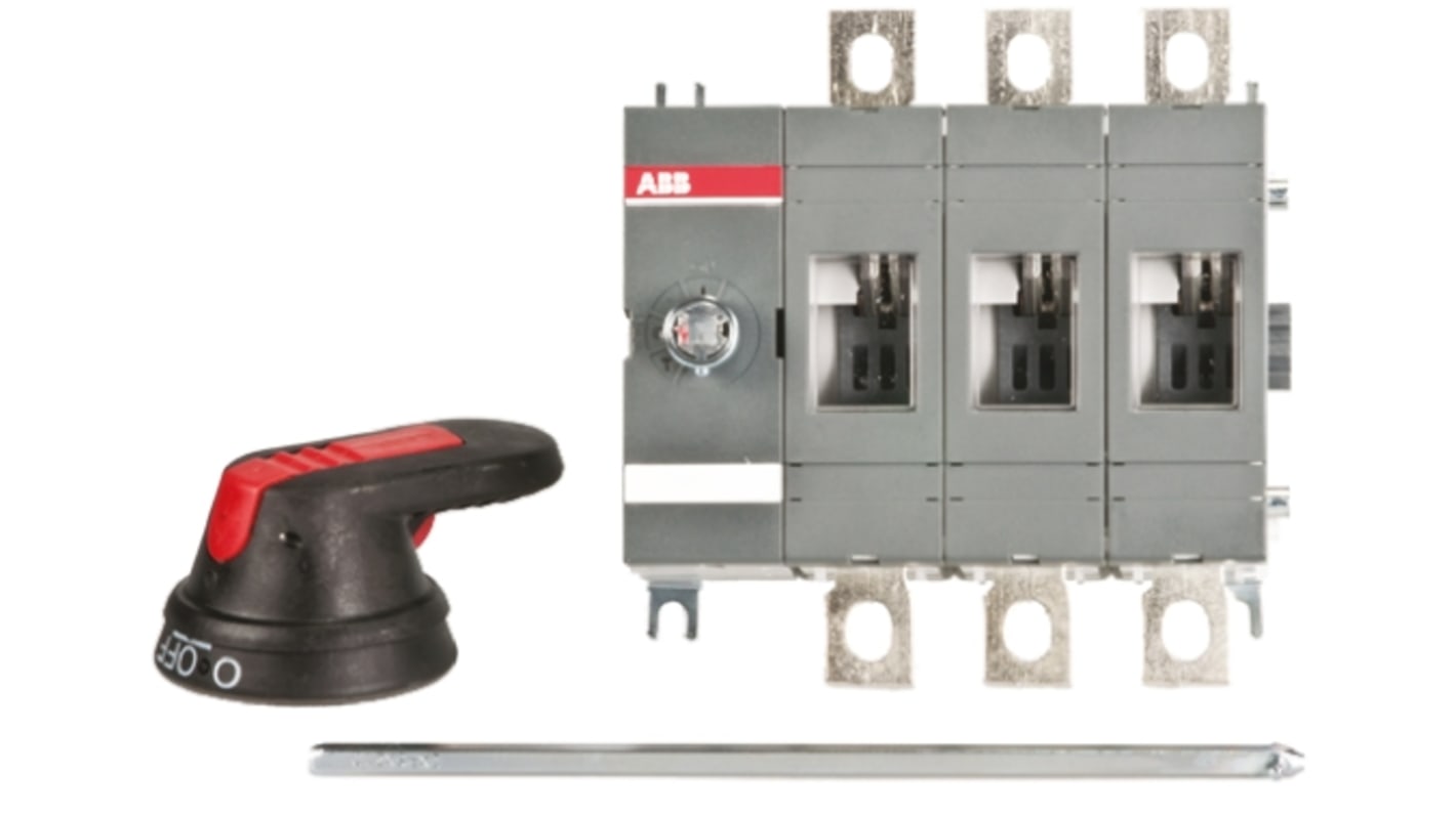 Interruttore di isolamento ABB OT160EV12P 3P, 200A, 1000V, montaggio su base, grado di protezione IP65, dimensioni 151x150x83mm.
