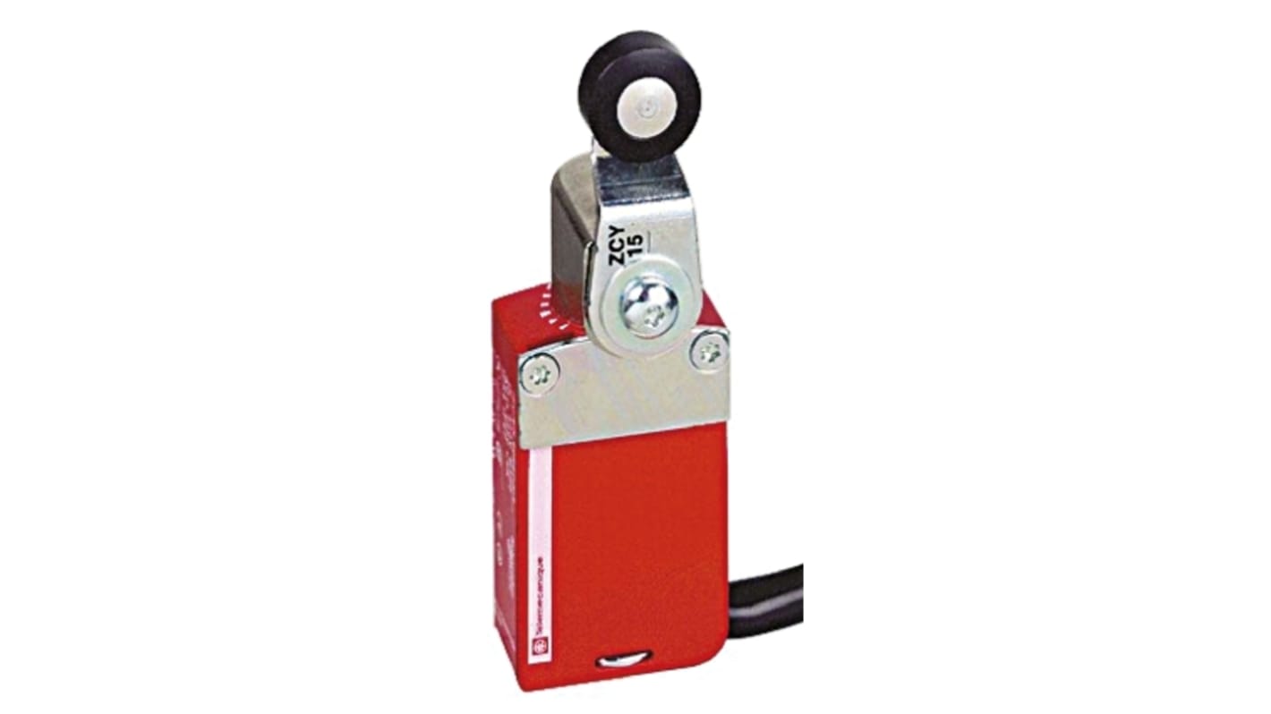 Telemecanique Sensors XCSM4115L1, interruttore di fine corsa di sicurezza con leva a rullo, contenitore metallico rosso, IP66/67.