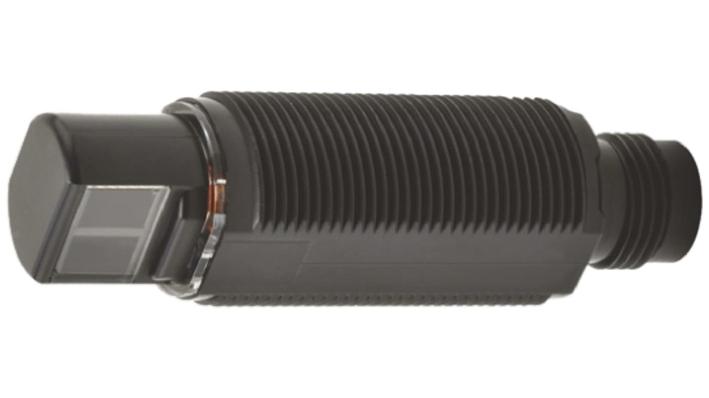 Sensore fotoelettrico cilindrico a retroriflessione Omron E3RA-RN21, rilevamento 100 mm a 3 m, uscita NPN, IP67/IP69K.